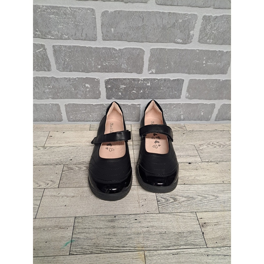 Olive & Edie Mary Jane Black Flat Shoes Girl's Adjustable Strap‎ Size 4M
